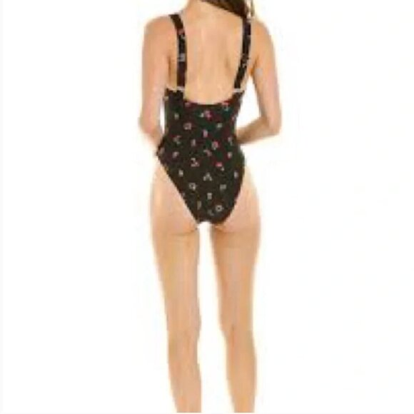 Weworewhat Ruched Cup One Piece Swimsuit Black Cherries XL - Picture 2 of 11